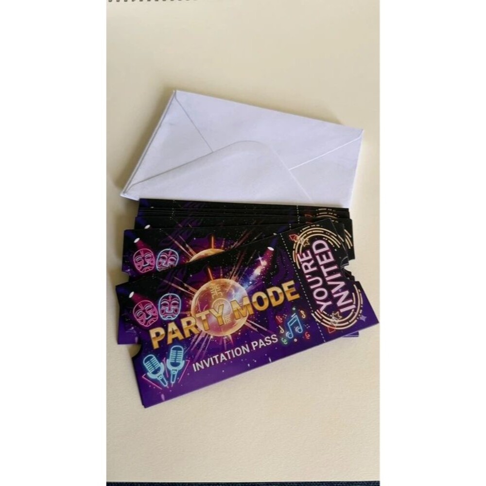 20 K-Pop Party Invitations Purple Concert VIP Ticket Birthday Invites